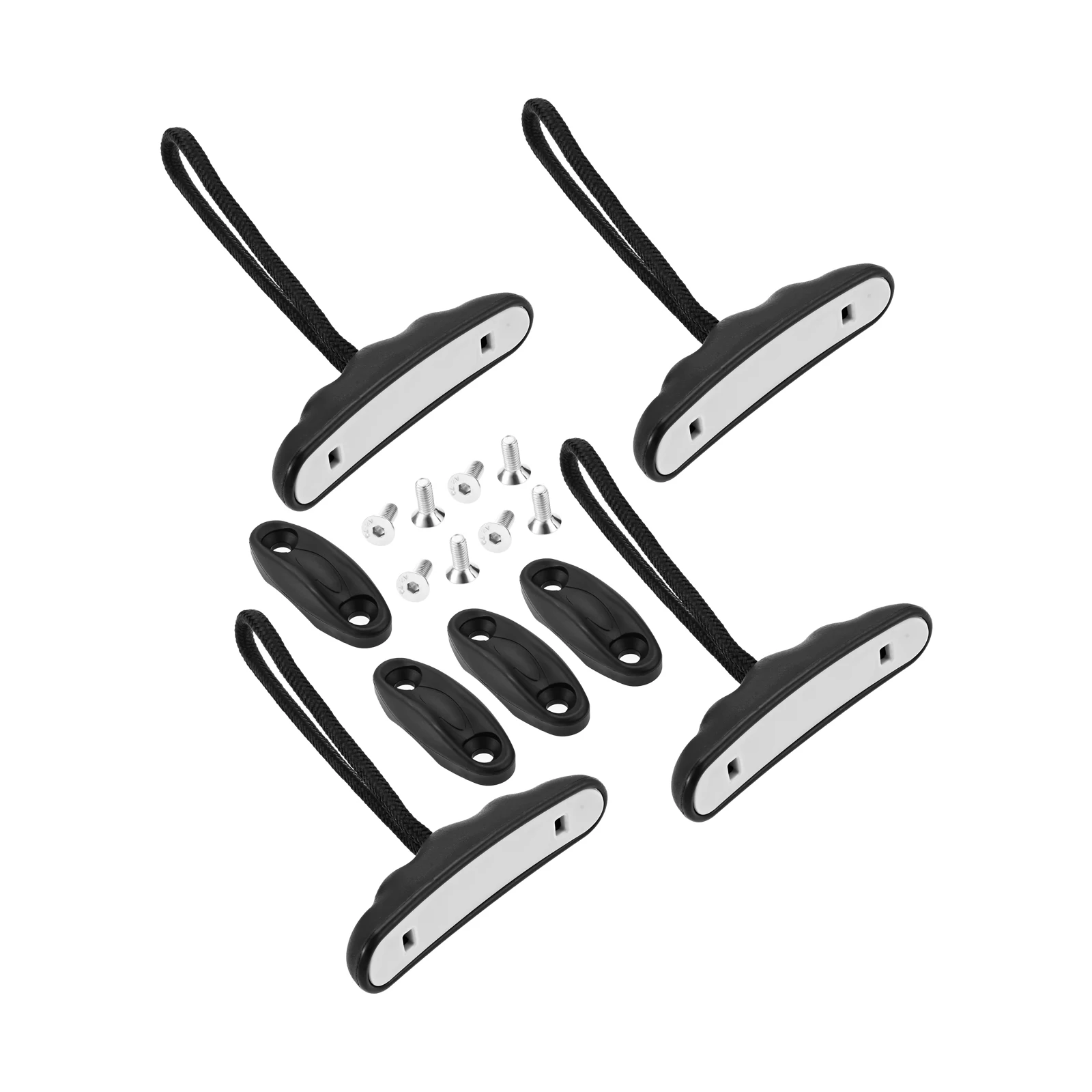 4 Pieces Kayak Handles Kit Black Gray Kayak Combination Handle Set Kayak T Handles with Pad and Eyes Screws Boat Accessories