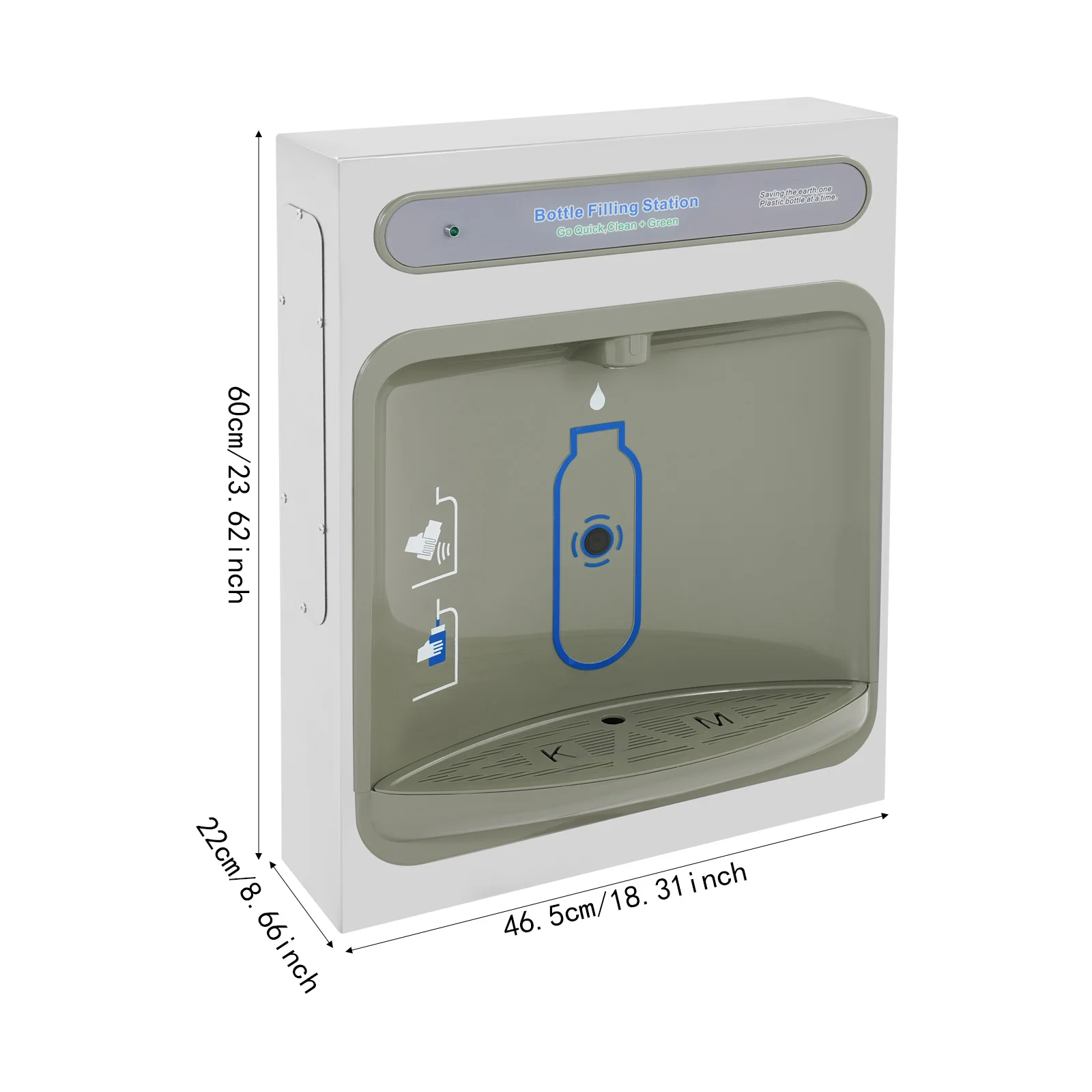 Wall Mounted Water Dispenser Touchless Sensor, Induction Bottle Filling Station 1.8GPM, 304 Stainless Steel Filtered for Office Home Gym