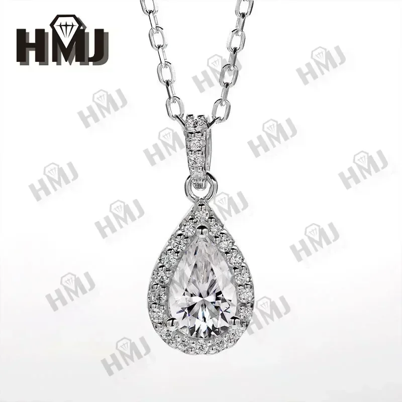 

100% 925 Silver Sterling Silver Brilliant Pear Cut D White Moissanite Diamond Necklace Earring Set GRA Certified Wedding Gifts