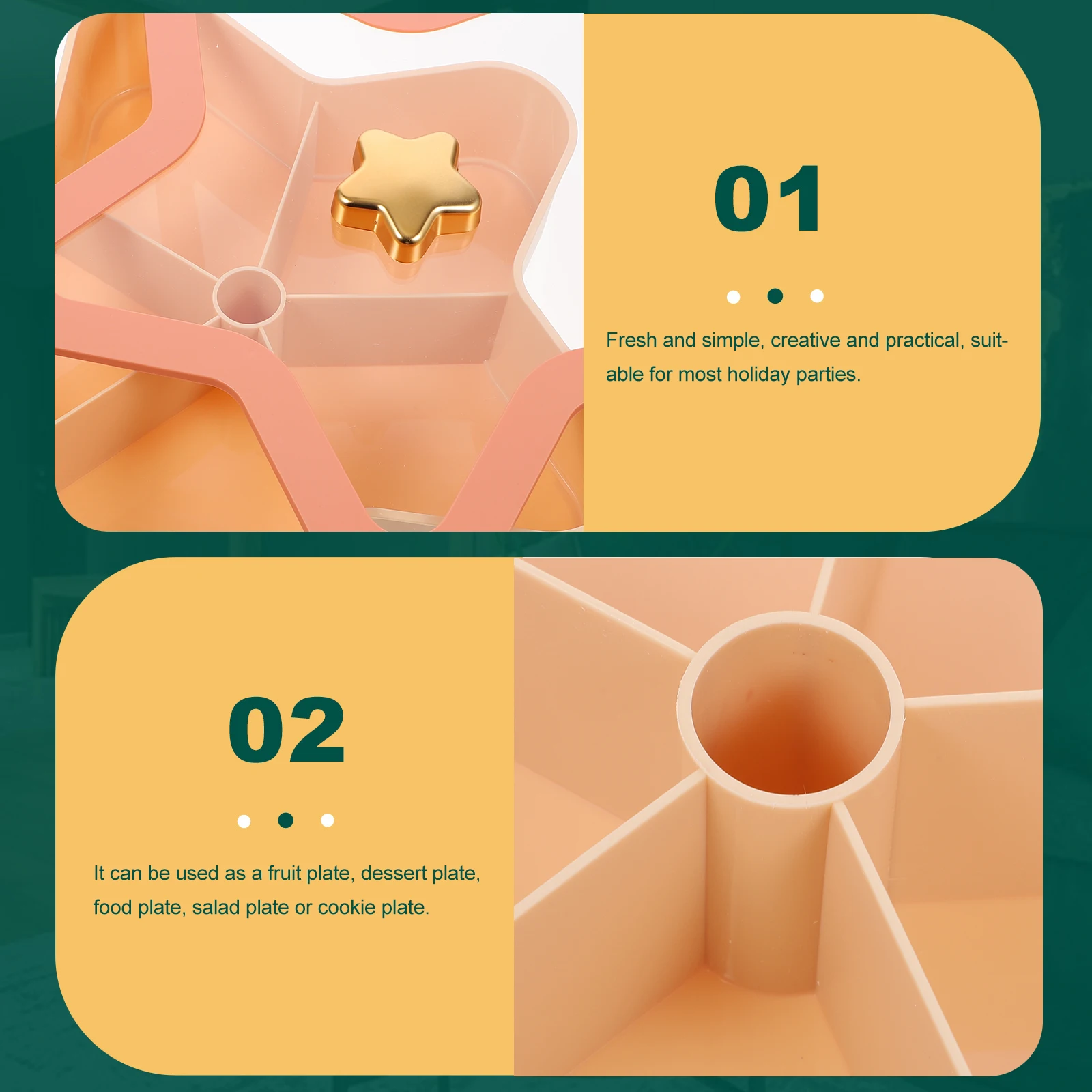 

Serve Plate Snack Tray Fruit Multi grids Dessert Serve Holder Storage Practical Party Star Design Reusable