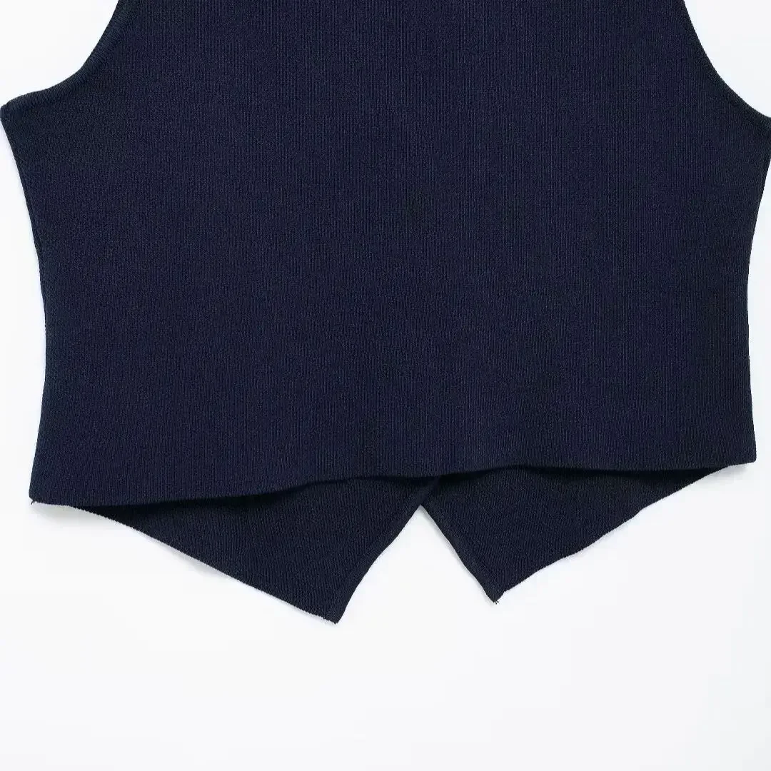 TRAF Women Fashion Tops Vest V-Neck Sleeveless Female Chic Lady Casual Basic Business Waistcoat Outfits Streetwear