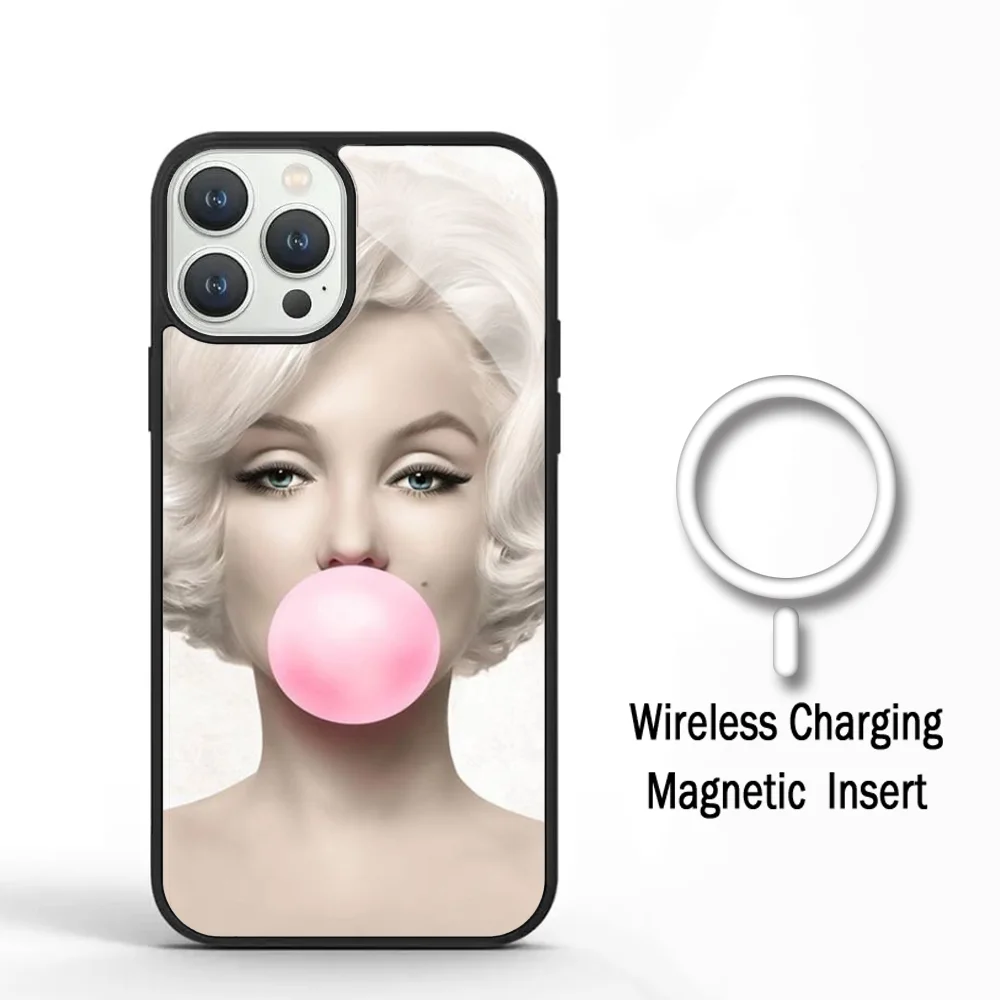 M-Marilyn M-Monroe Phone Case For IPhone 11 12 13 14 15 Plus Pro Max Mirror Acrylic Cover For Magsafe Wireless Charging