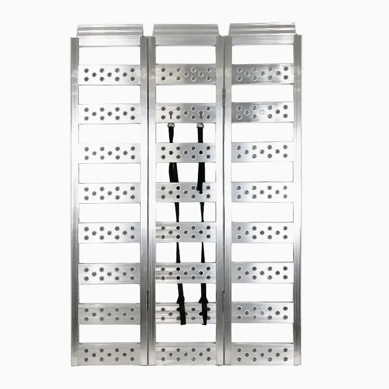 Motorcycle locomotive aluminum alloy boarding ramp trifold folding boarding ladder widening battery car unloading slope