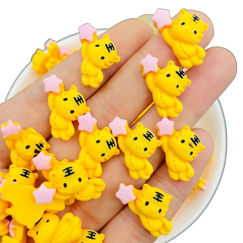 20Pcs New Cute Animal Tiger Flat Back Resin Cabochons Scrapbook Diy Earwear Hairpin Jewelry Craft Decoration Accessories A127