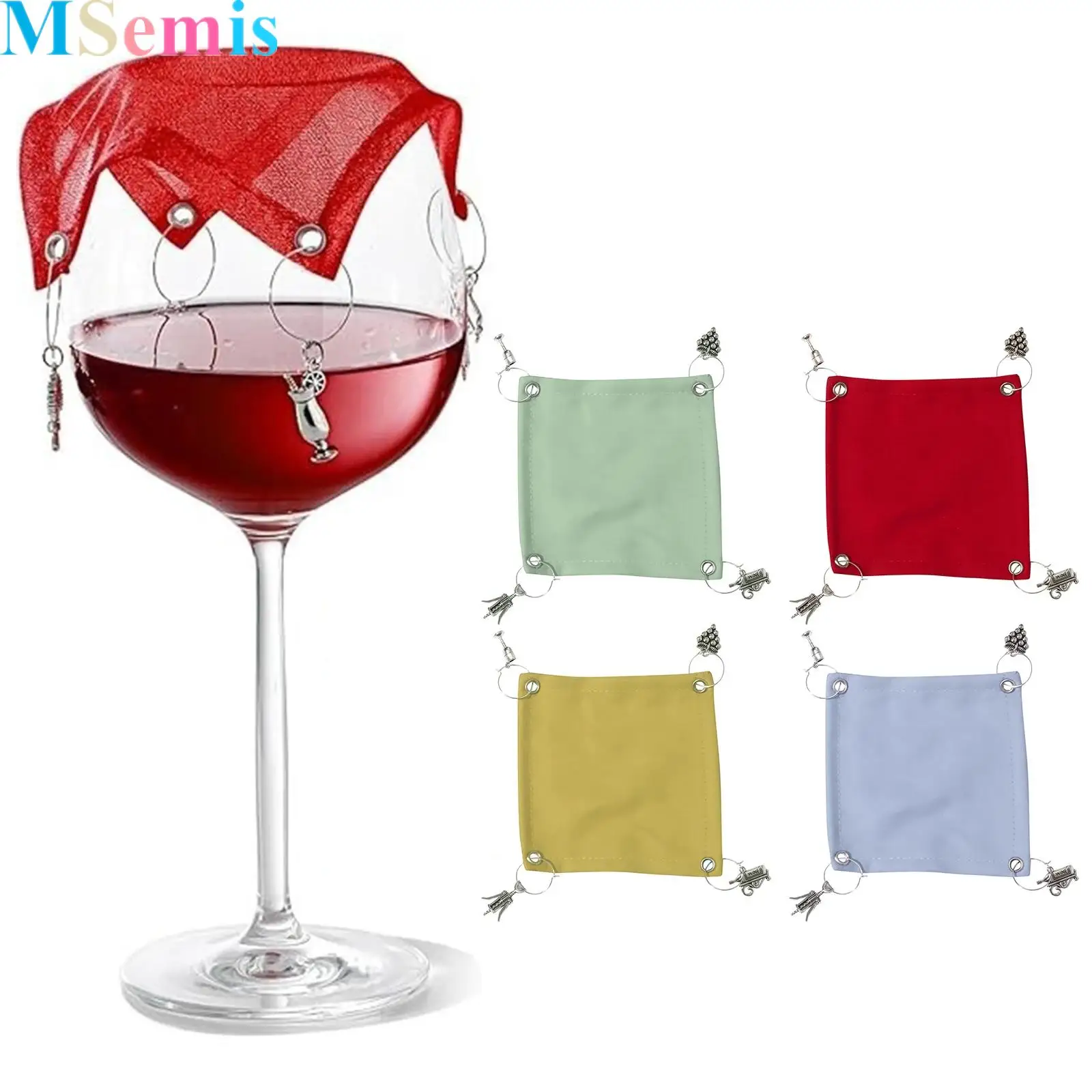 

4 Set Wine Glass Insect-proof Dust-proof Breathable Reusable Decorative Covers with Pendants for Picnics And Outdoor Use