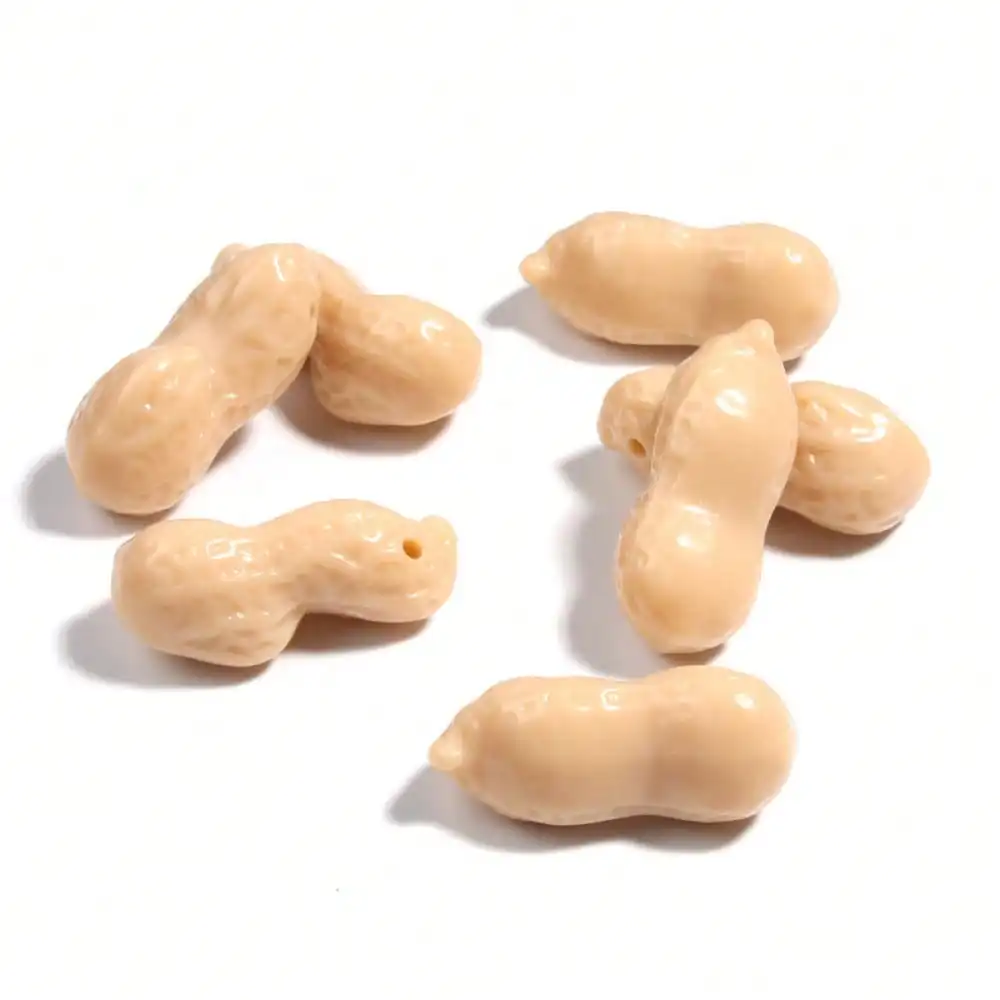 20PCS 35X15MM Acrylic Vegetable Food Perforated Peanut DIY Beaded Bracelet Photography Shooting Props
