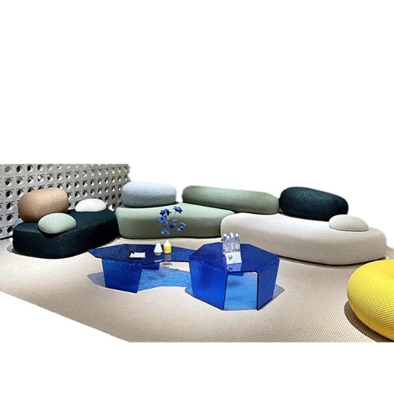 

Cobble light luxury high-end Italian fabric sofa special-shaped living room 2025 creative rock Foshan sofa