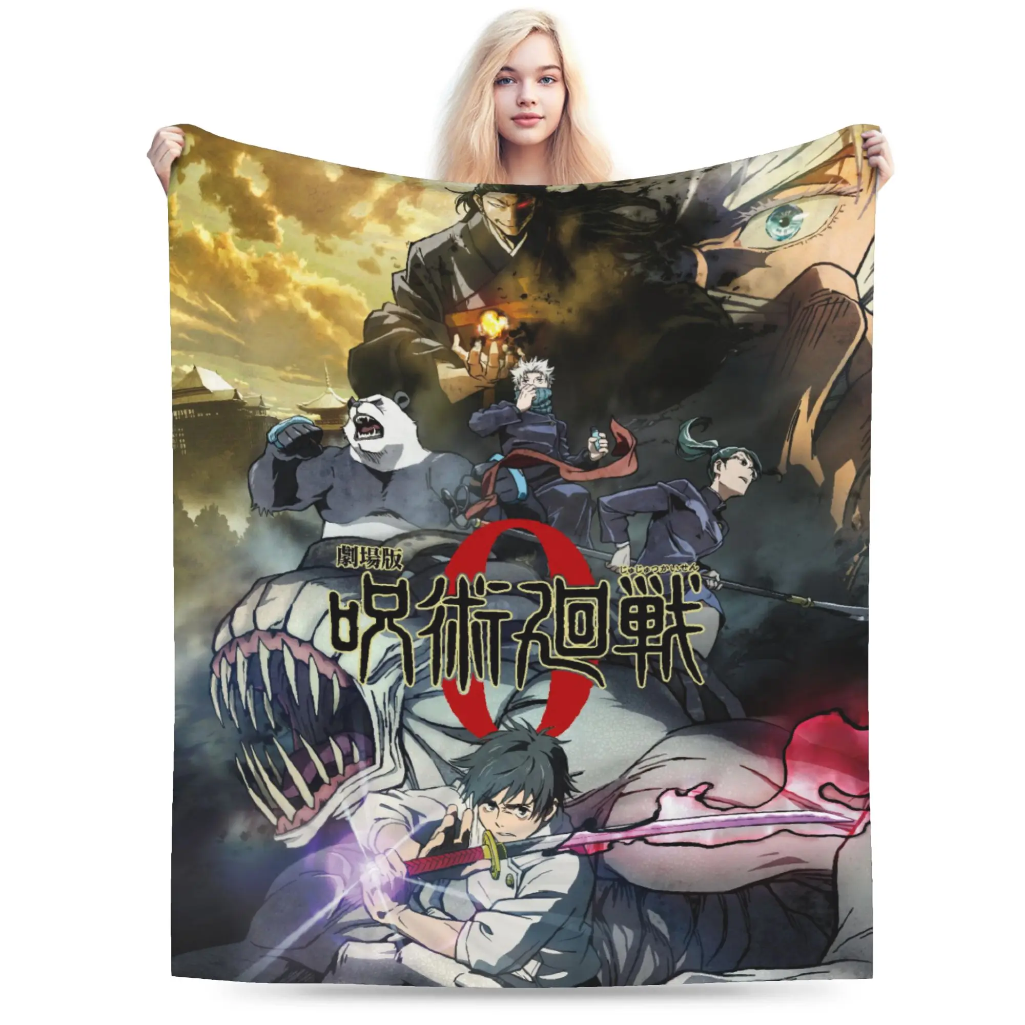 Jujutsu Kaisen Anime Blanket Fleece Decoration Multi-function Super Soft Throw Blankets for Bedding Travel Bedspreads