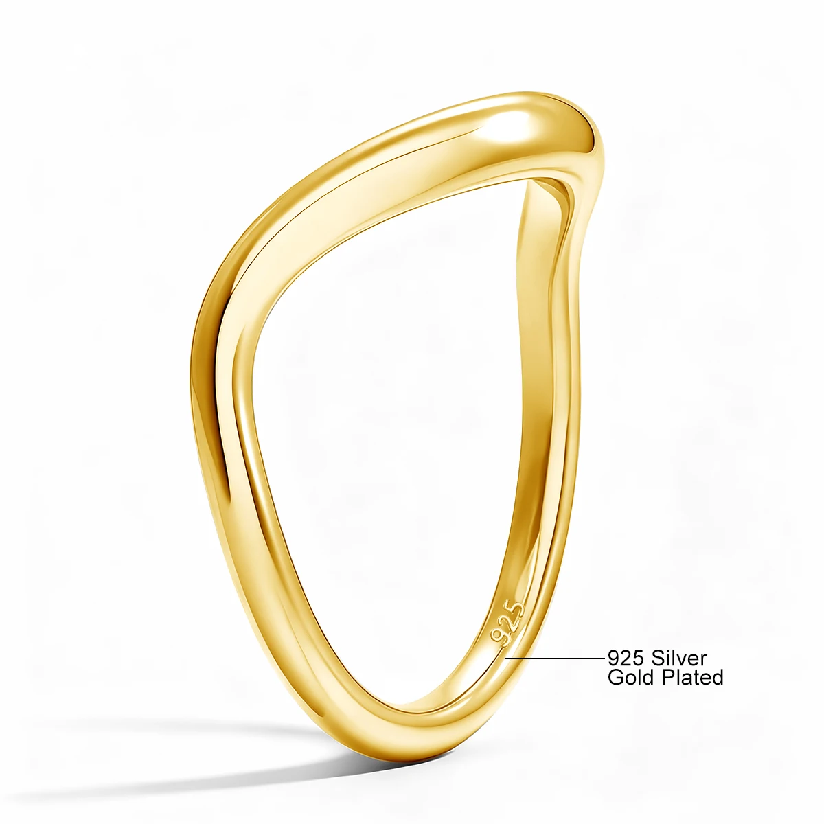 925 Sterling Silber Minimalismus Wellenringe für Frauen Verlobung Hochzeit Party Stapelbarer Ring 18K Goldfarbe Edler Schmuck – Detail 1