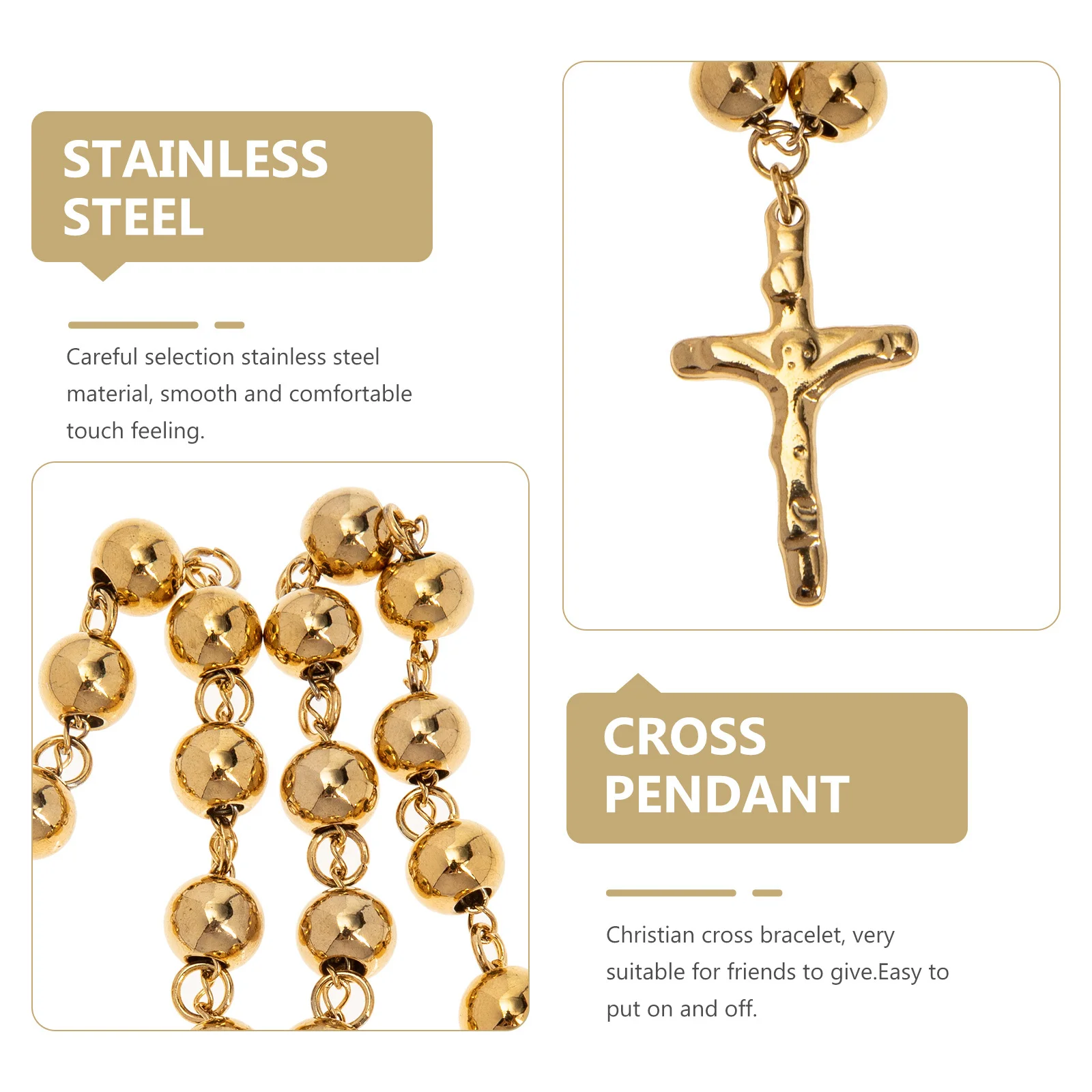 

Stainless Steel Bracelet Retro Cross Jesus Design Wrist Chain Jewelry Decor Comfortable Wear Gift for Men Women