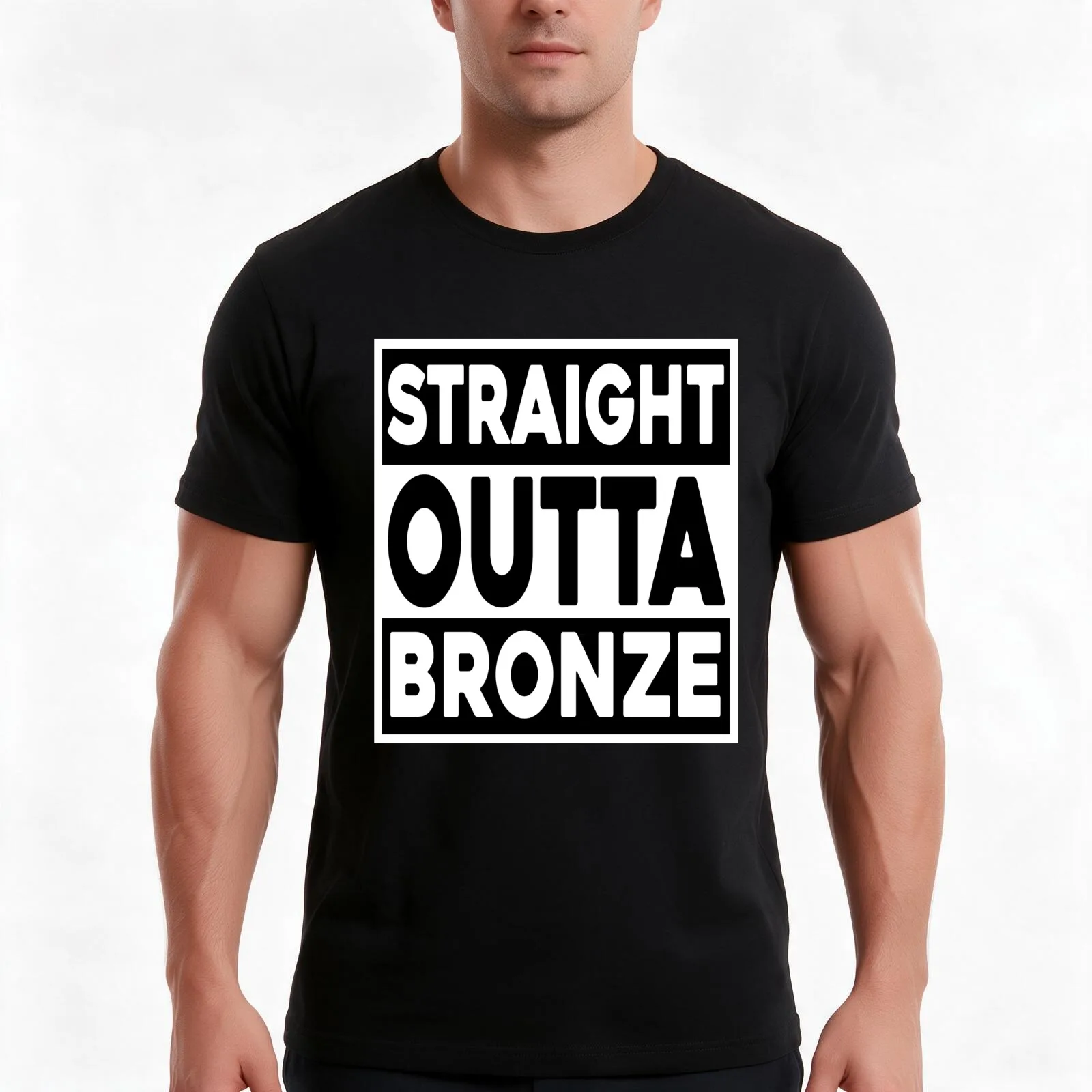 Straight Outta Bronze T-Shirt, Summer Casual Cotton Tee, Oversized Streetwear Tops, Vintage Graphic Print, Unisex Men Women