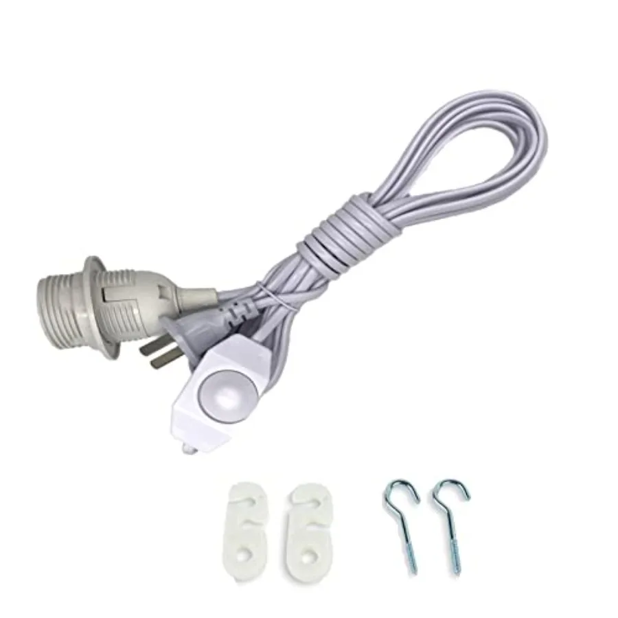 Dimmable Plug in Pendant Light Cord with Dimmer Switch, 15 Ft Hanging Lamp Cord Kit with E26/E27Socket Swag Light with Hooks fo