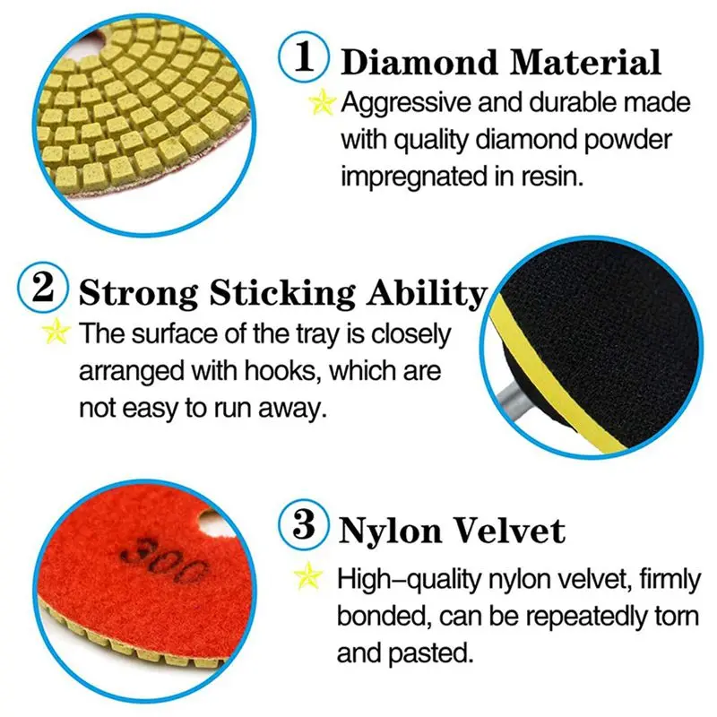 

A02M-36Pcs 3 Inch Diamond Polishing Pads Set Wet/Dry Polishing Kit For Granite Stone Concrete Marble Floor Grinder Polisher