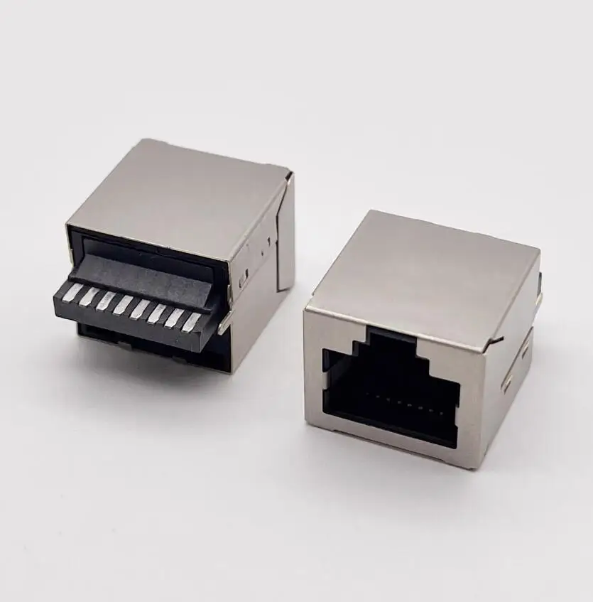 YYT 5PCS Shielded RJ45 Square Jack 8P8C Wire Termination Integrated Extension Connector
