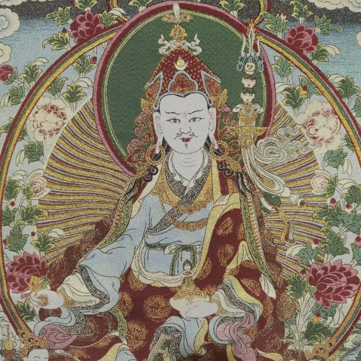 Padmasambhava Thangka Wall Hanging Tibetan Buddhism Guru Rinpoche Tapestry Meditation Altar Religious Blessing Decor