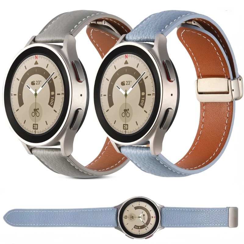 

Кожаный ремешок 22 мм 20 мм для Samsung Galaxy Watch 7/6/5/4 6 Classic Huawei Watch 5/4/GT5-4 46 мм Магнитный ремешок Amazfit GTR 4 Band