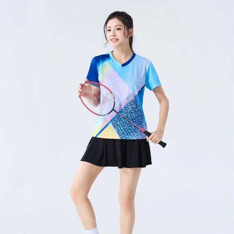 Badminton Shirt for Women High Quality Custom Sublimation Printed Tennis Wear Athletic Quick Dry Short Sleeve Sport Pingpong Tee