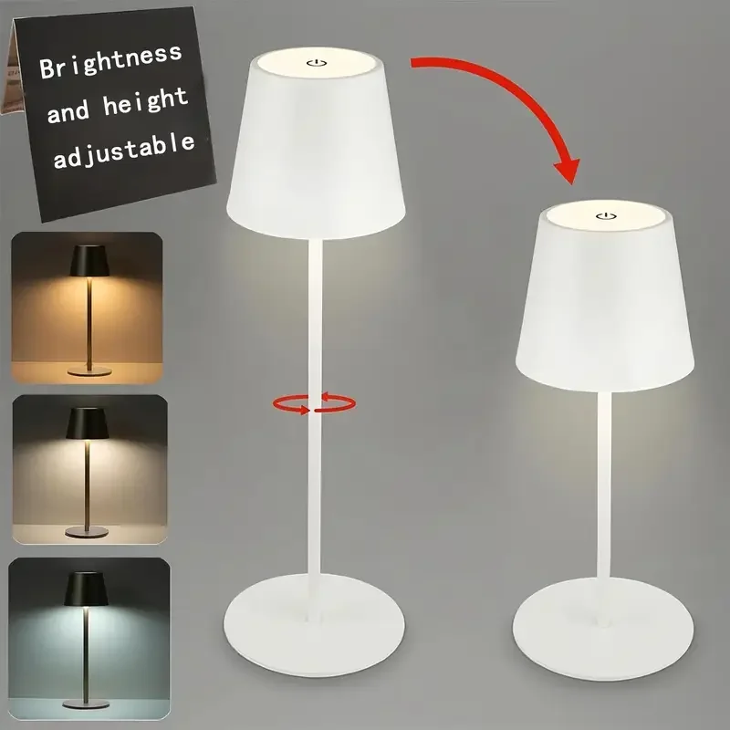 LED Reading Desk Lamp Dimmable Night Light Rechargeable Black/White Atmosphere Night Light Suitable for Restaurant Bedroom