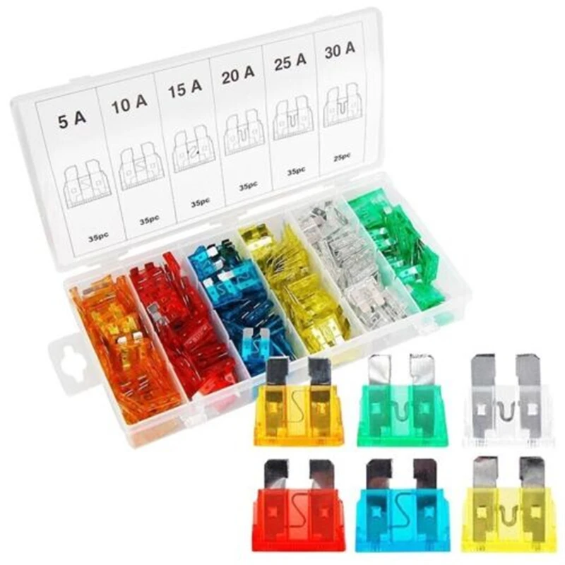 200PCS Car Blade Fuse Assortment Kit Truck Boat Automotive Medium Fuse 5A 10A 15A 20A 25A 30A Motorcycle Circuit Fuse with Box