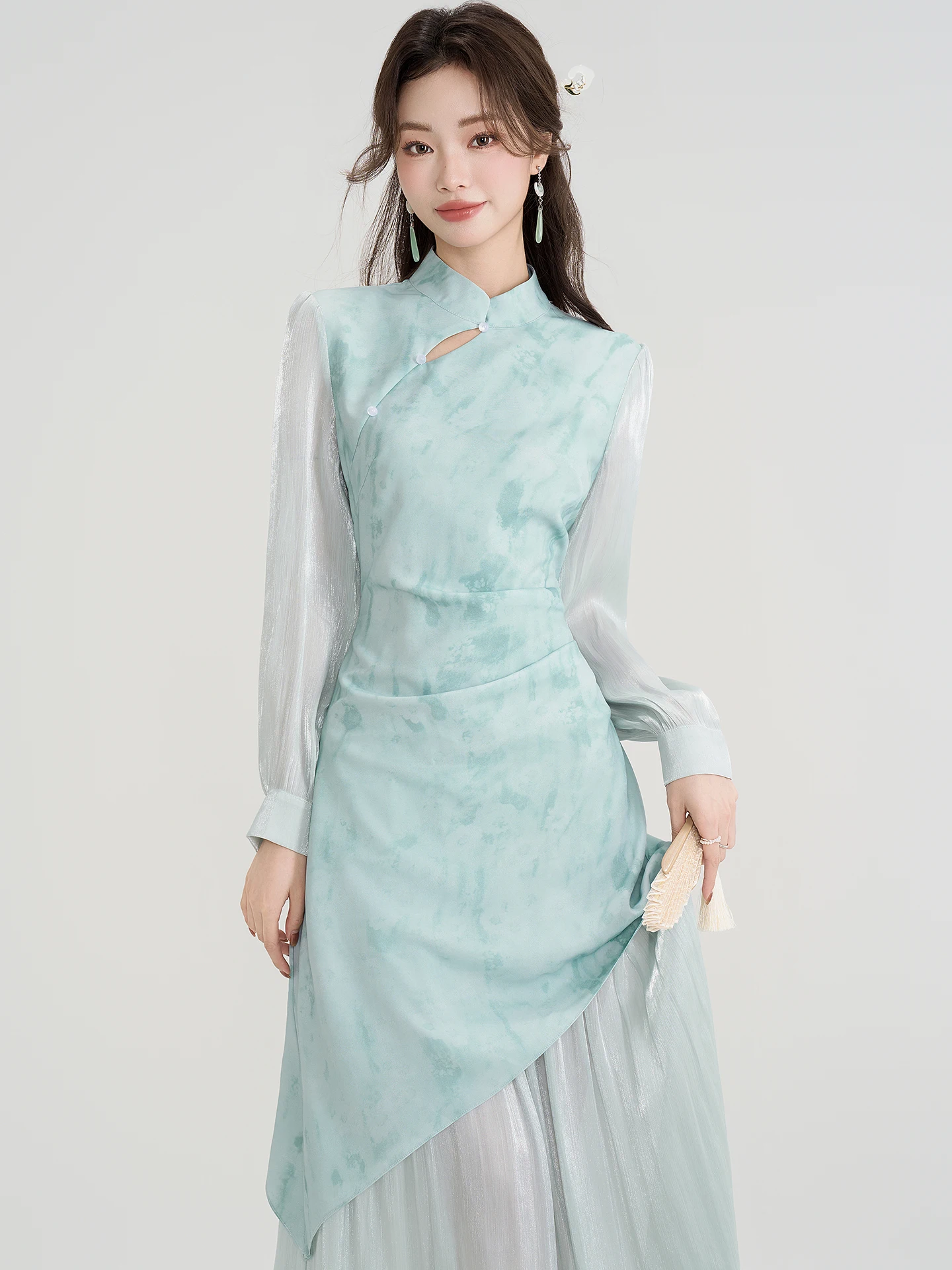 

New Chinese Style National Trend Dress Women's Spring 2026 New Version Improved Skirt Daily Wear Fake Two-Piece