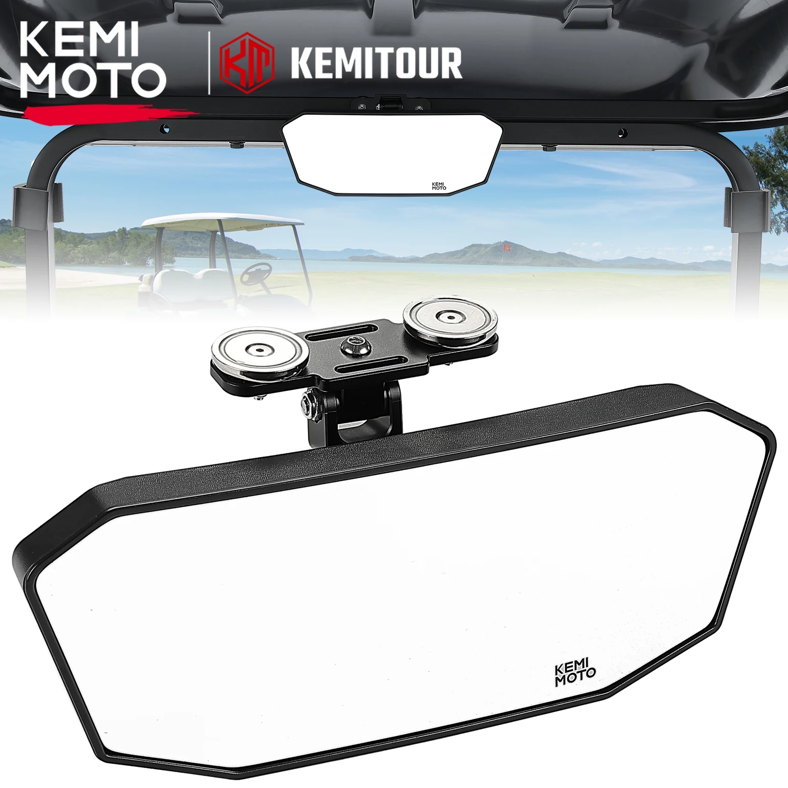 

UTV Magnetic Rear View Mirror with HD Wide-Angle & 360° Ball Joint Adjustment Compatible with Tractors, Lawn Mowers, Golf Carts