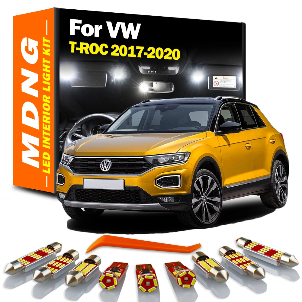 MDNG 9Pcs Canbus LED Interior Dome Light Kit For Volkswagen VW T-ROC TROC T ROC A11 2017 2018 2019 2020 Car Led Bulbs No Error