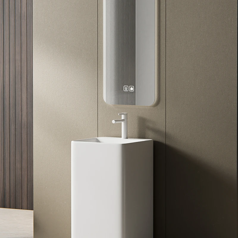 Floor standing balcony  column basin  integrated hotel bathroom  washbasin  square washbasin project