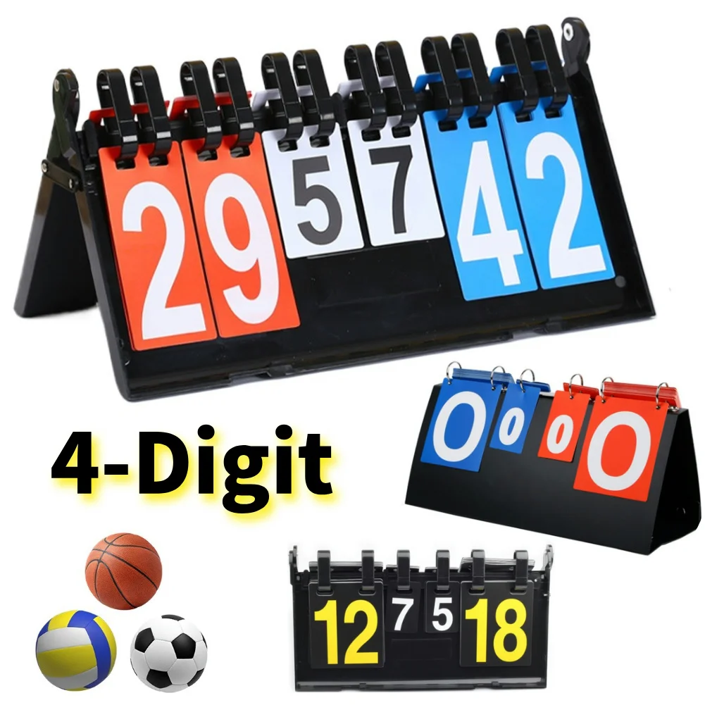 

4-Digit Table Tennis Scoreboard Plastic Basketball Competition Scoreboards Multifunctional Practical Sport Accessories