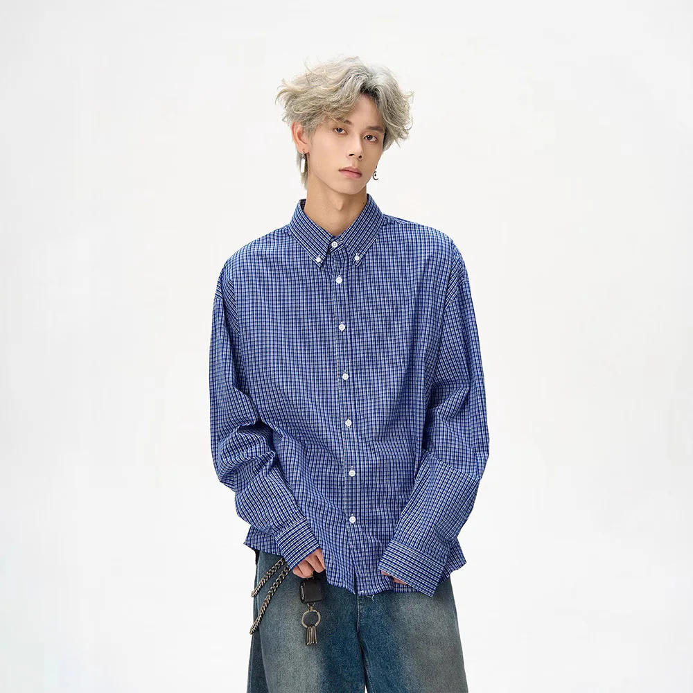

Checkered Long Sleeve Shirt For Men Spring Autumn Niche Design Versatile Loose Jacket Style Shirt