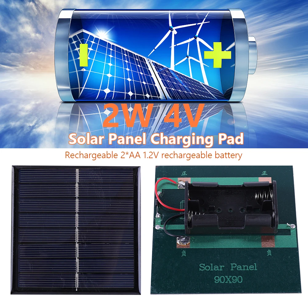 แผงโซลาร์เซลล์แบบพับได้กลางแจ้ง2W 4V เซลล์แผ่นพลังงานแสงอาทิตย์กันน้ำสำหรับการเดินป่ากลางแจ้งชาร์จแบตเตอรี่หลอดไฟโทรศัพท์มือถือ