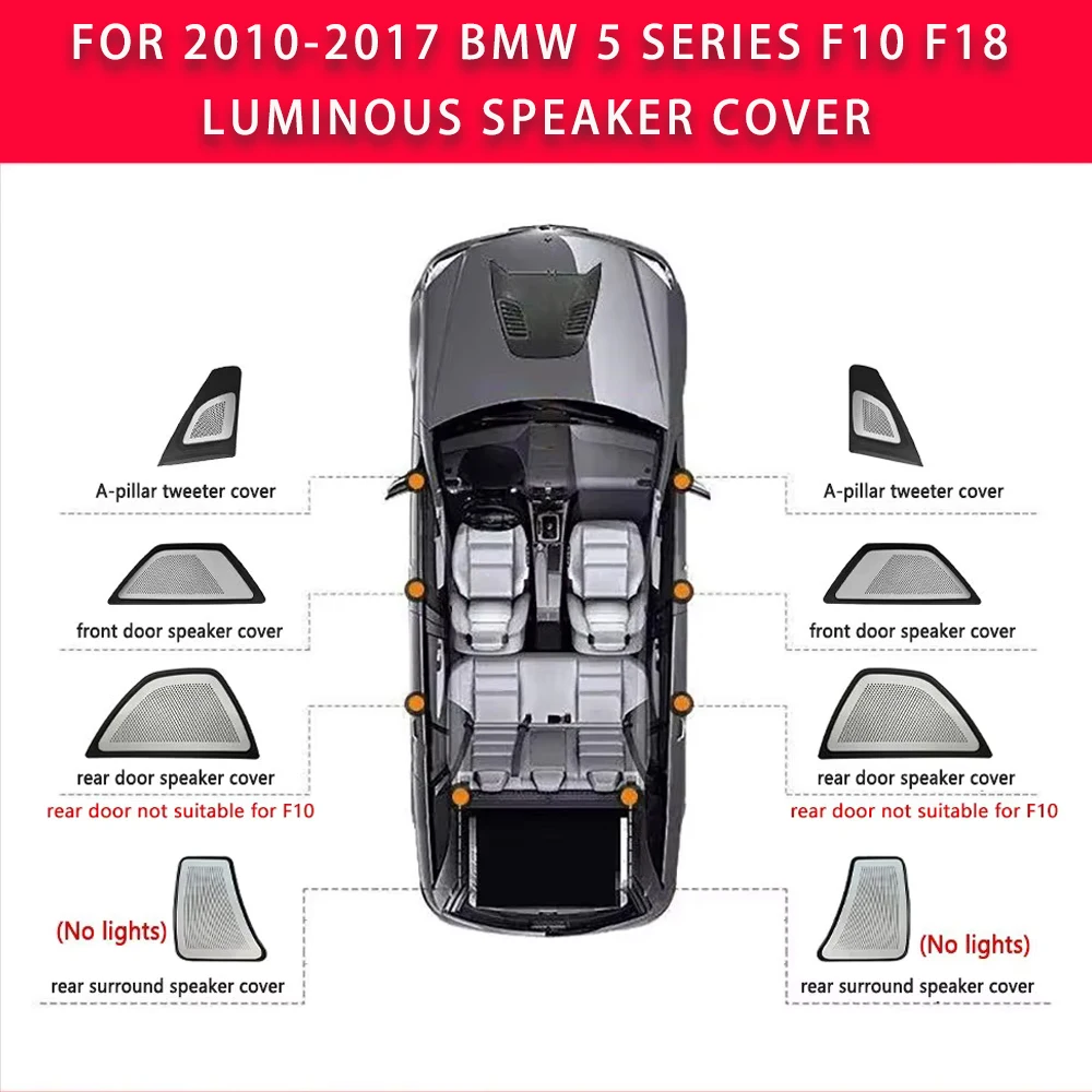 

For BMW 5 Series 2010-2017 F10 F11 F18 Horn LED Ambient Light Speaker Cover Luminous Tweeter Illumination Vehicle Accessory