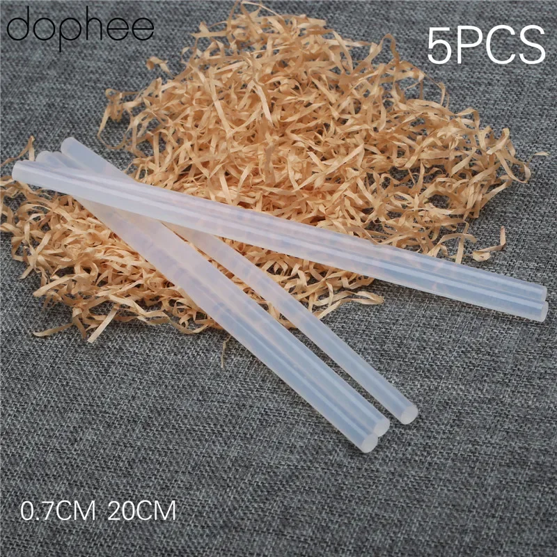 5Pcs 7mmx20cm Clear Hot Melt Gun Glue Sticks Plastic Transparent Sticks for Glue Gun Craft Hobbies DIY Repairs Tools Hot dophee