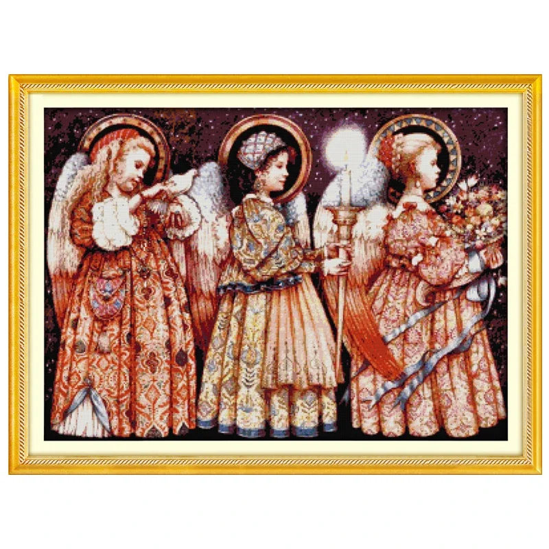 Christmas Eve Angels Patterns Counted Cross Stitch Set DIY 11CT 14CT 16CT Stamped DMC Cross-stitch Kit Embroidery Needlework