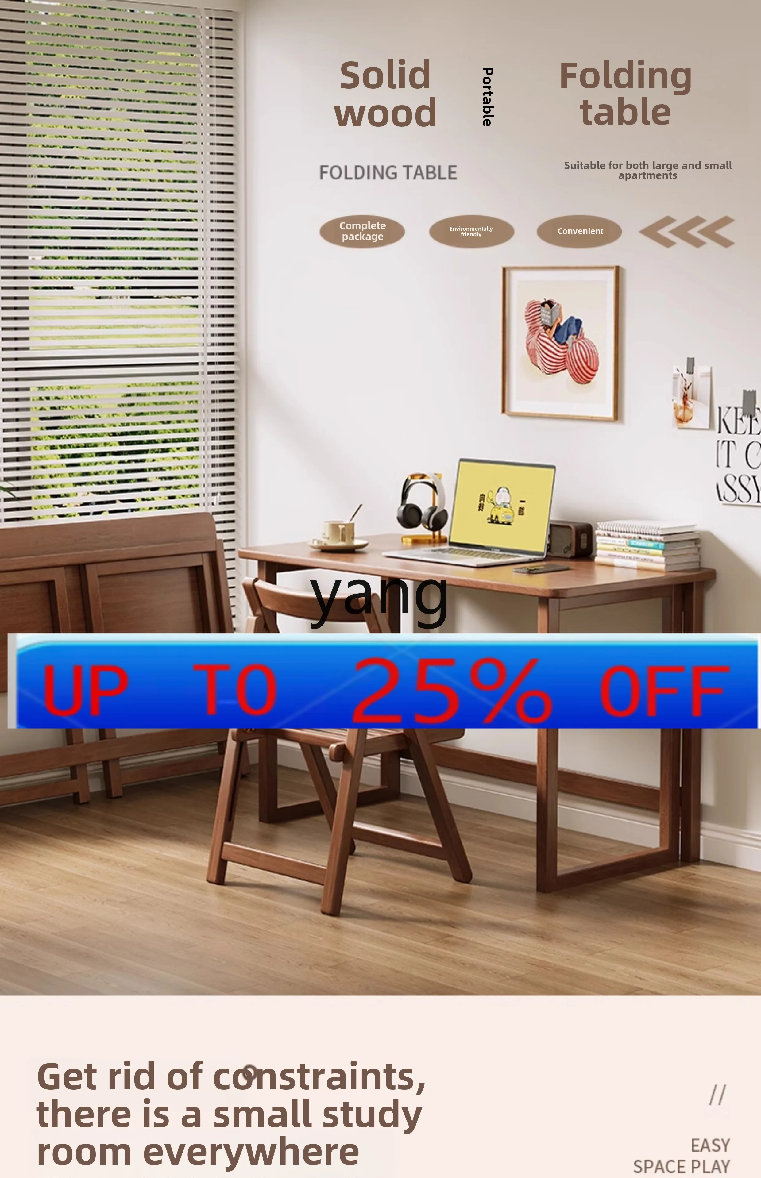 

LMM solid wood folding desk student home bedroom small apartment study table