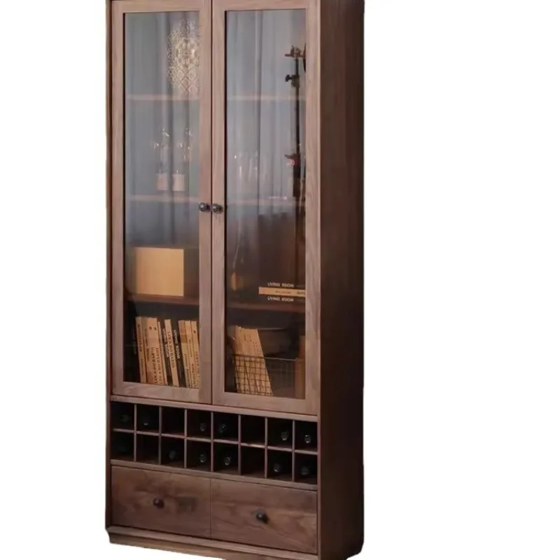 North American black walnut, all solid wood wine cabinet, simple cherry wood