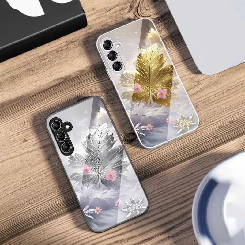 Feuilles d'érable de rêve pour Samsung A73 72 71 A70 56 55 54 A53 52 51 A50 42 A35 A34 33 32 31 26 25 24 23 22 30 coque de téléphone en verre