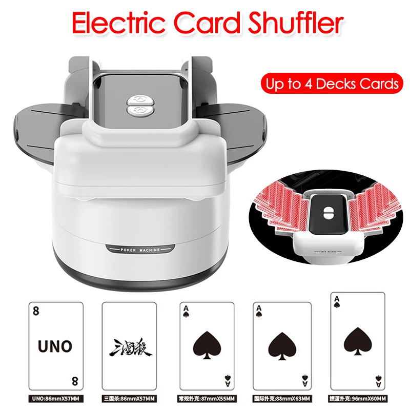 

4 Decks Cards Automatic Card Shuffling Machine Type-C Rechargeable Playing Card Mixer Electric Shuffler for Home Party Games