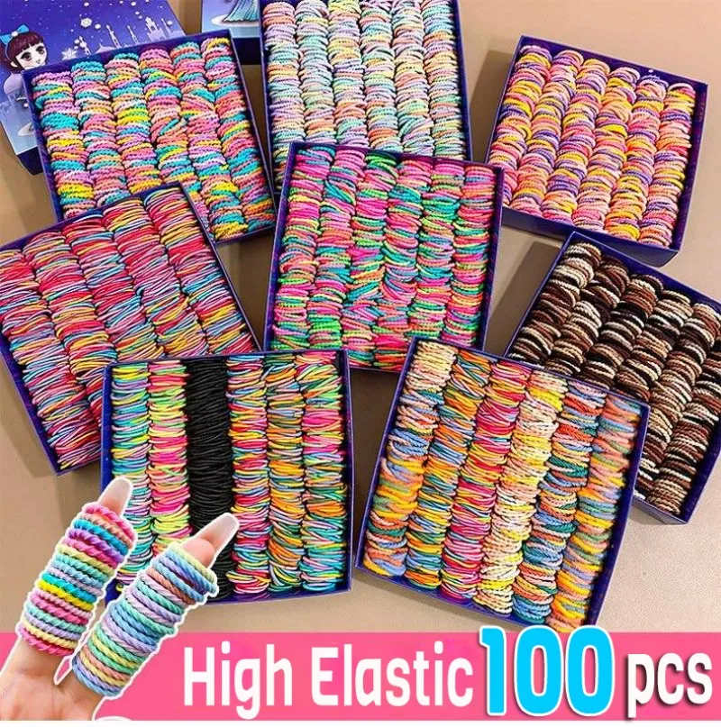 50/100PCS Girls Cute Colorful Elastic Hair Bands for Baby Children Pigtail Hair Tie Small Scrunchie Kid Lovely Hair Accessories