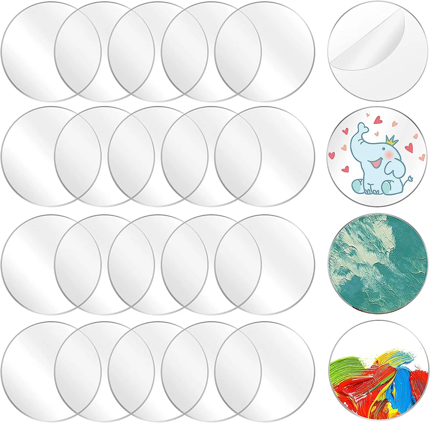 

Clear Round Acrylic for Painting, Acrylic Discs 1/2mm Acrylic Circle Blank Acrylic Sheet Ornaments for DIY, Art Craft, Engraving