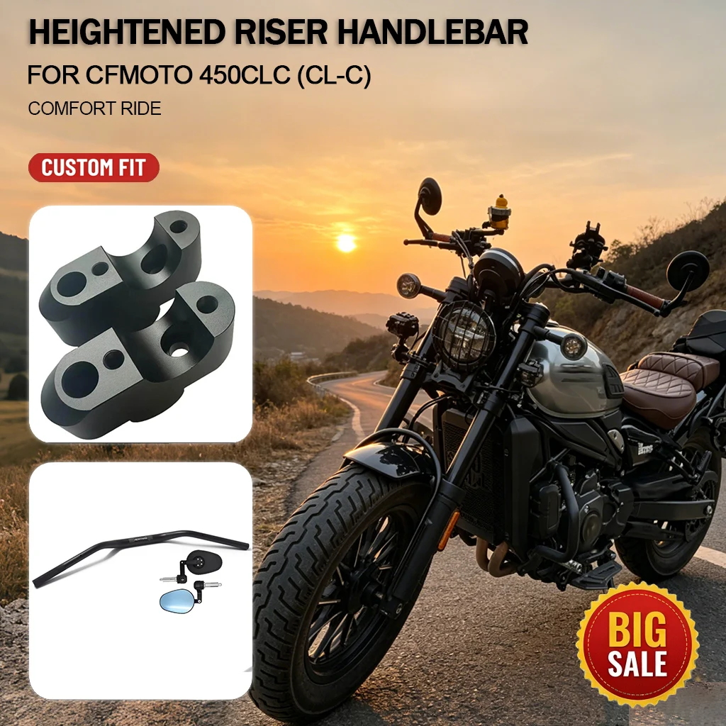 

Motorcycle Handlebar Heightened Riser Swallow Tail FOR CFMOTO 450CLC accesorios moto Aluminum Alloy Modified Directional Bar