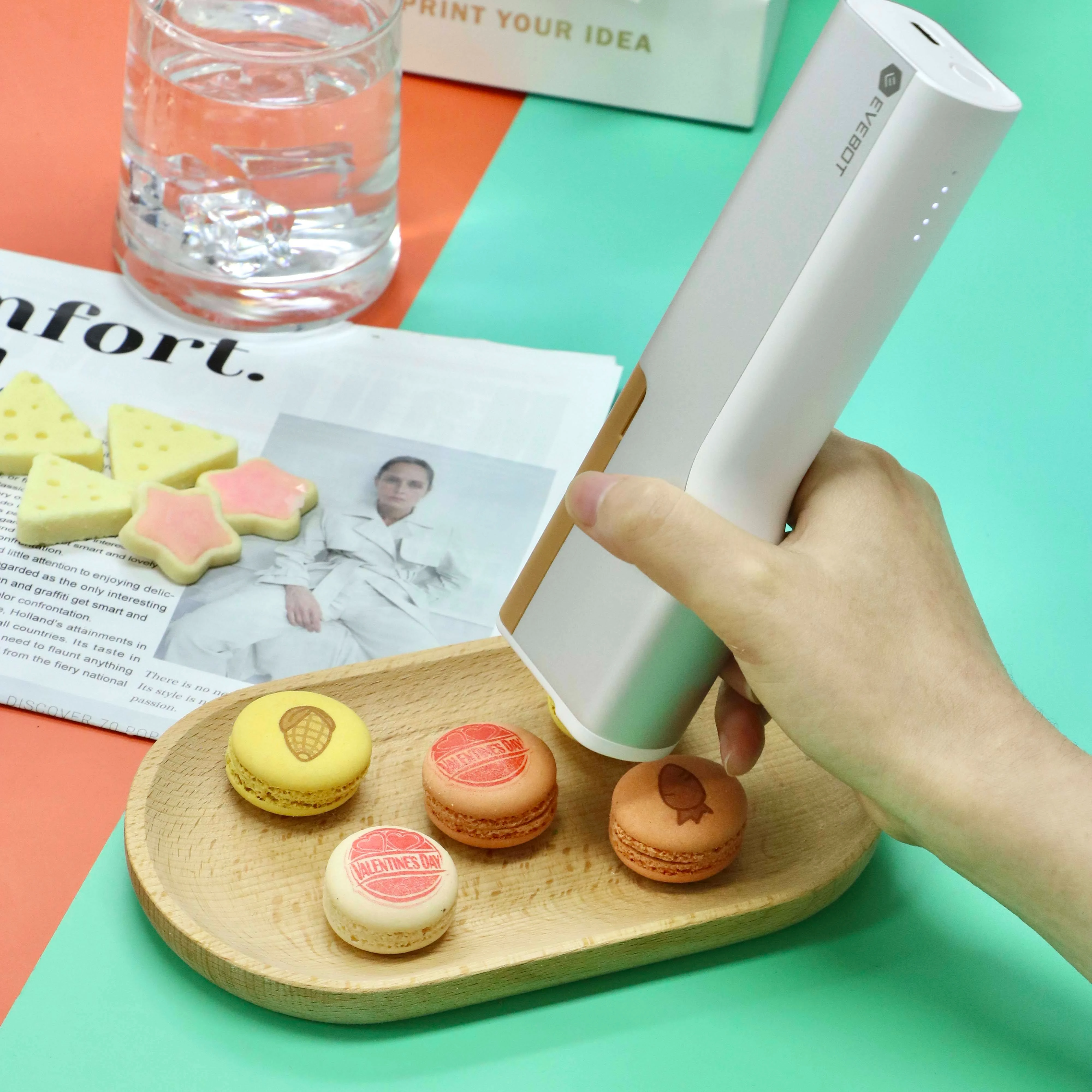 Inkjet Printer With Edible Ink for DIY Custom Printing Food Pattern LOGO WIFI Connection Print Range 26*100MM Portable Printpen