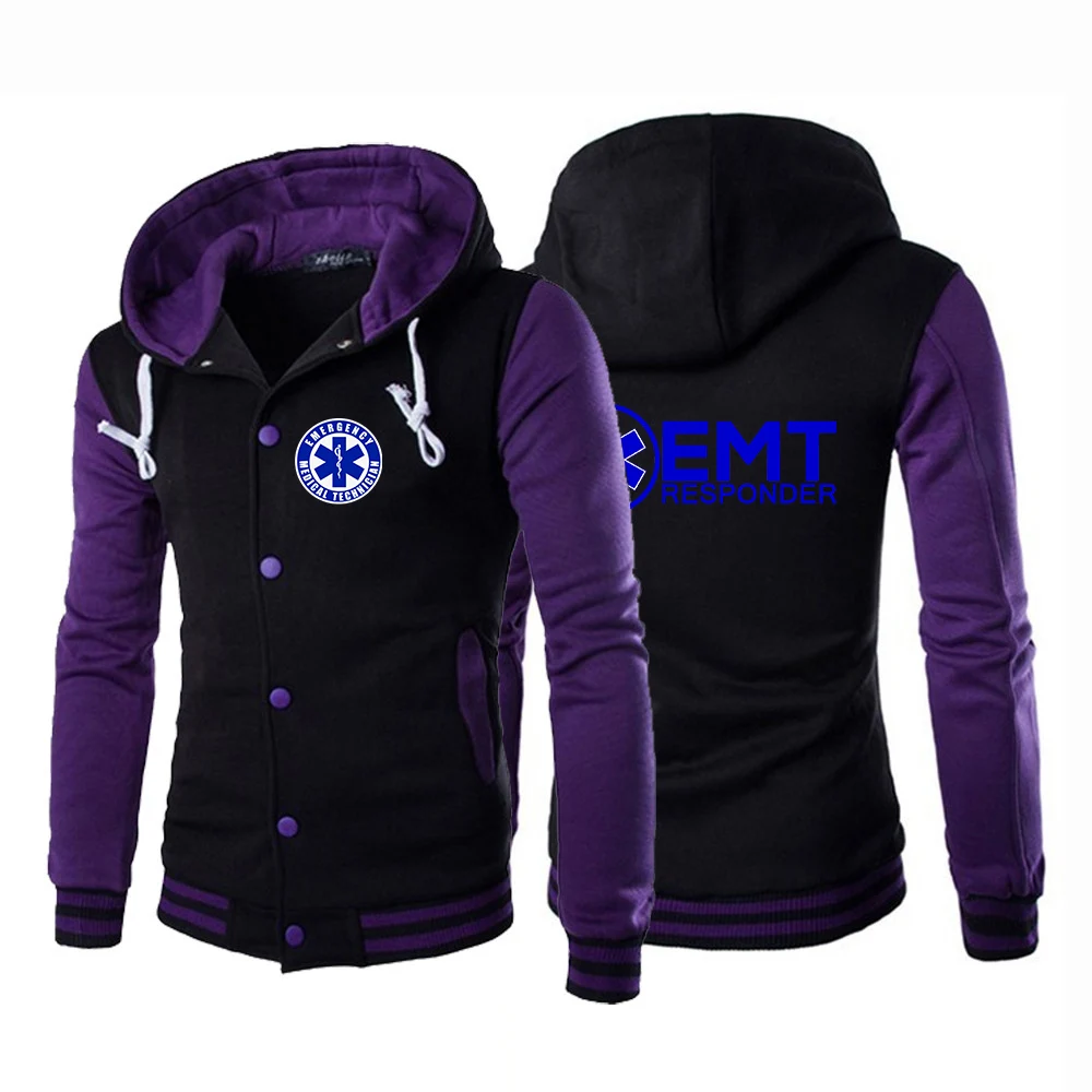 EMT Emergency Ambulance 2024 Spring And Autumn Men's New Fashion Cotton Zipper Baseball Uniform Hoodie Sweatshirts Jackets Tops