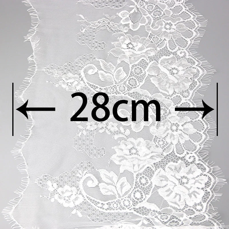 (3meters) 280mm Fashion High Quality Handmade DIY Ribbon Black White Eyelash Lace Trimming Fabric Lace Ribbon