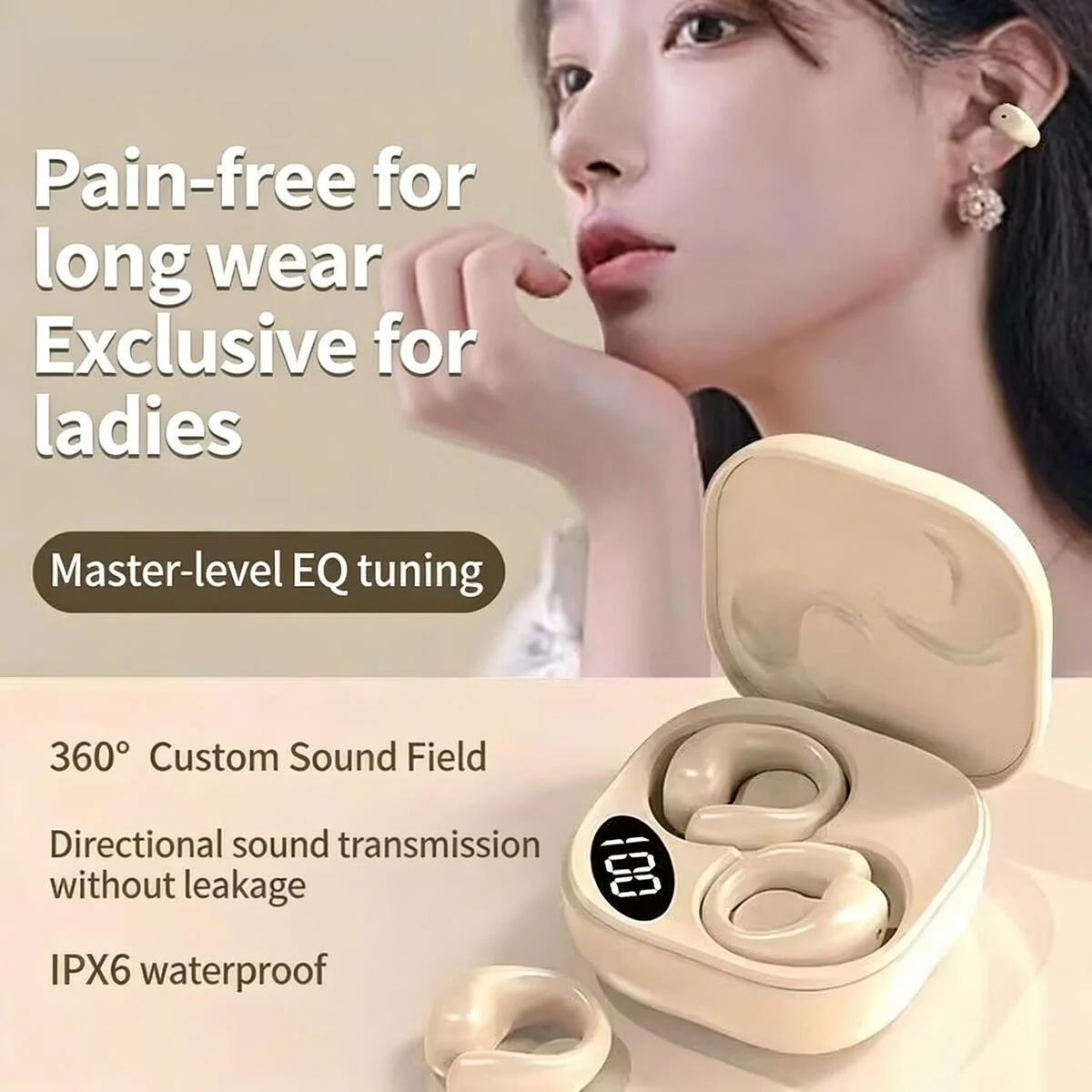 

TWS Simple Style Soft Silicone Earclip Bluetooth Earbuds Waterproof Ergonomic Secure Fit Long Battery Life for Music Sports Game