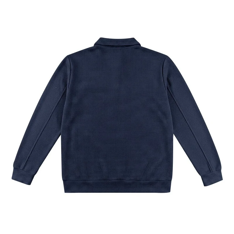 Solid Color Outerwear S M Mens Waffle Jacket Polyester Fabric Medium Elasticity Front Pocket Design For Outdoor Sports