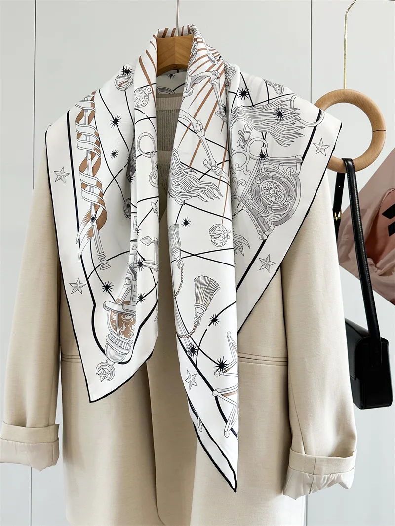 Summer Double Sided Mulberry Silk Scarf Hand Rolled Square Scarves Wrap Women Foulards Femme Head Neck Bandanas 90 Hijab