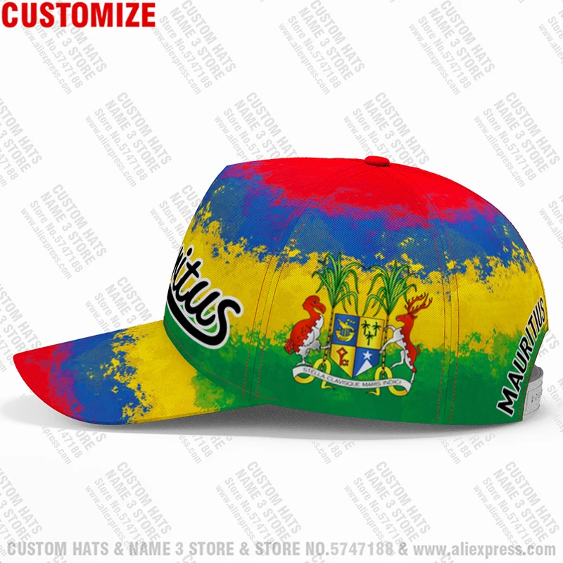 Mauritius Baseball Caps Free Custom Made Name Team Logo Mu Hats Mus Country Fishing Travel French Nation Mauritian Flag Headgear