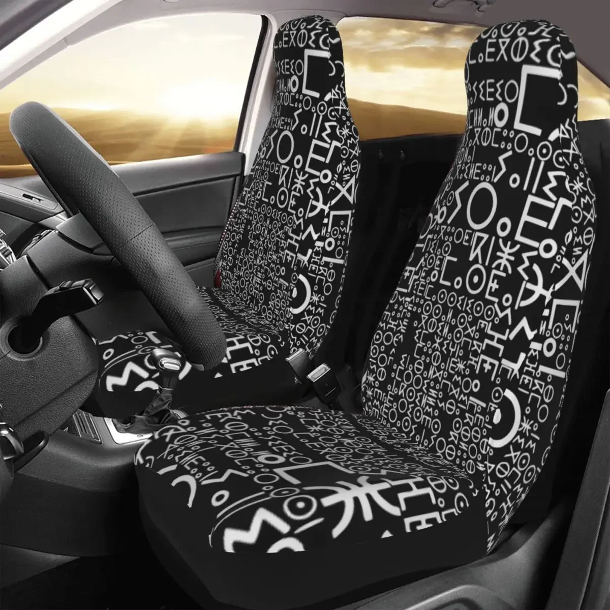 Imazighen World Flag Amazigh Alphabet Tifinagh Universal Car Seat Cover Off-Road For SUV Car Seat Covers Fiber Car Styling