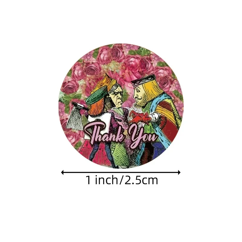 16 Designs Round Gothic Cartoon Alice In Wonderland Thank You Stickers 500pcs/roll Scrapbooking Wedding Party Gift Decor Labels