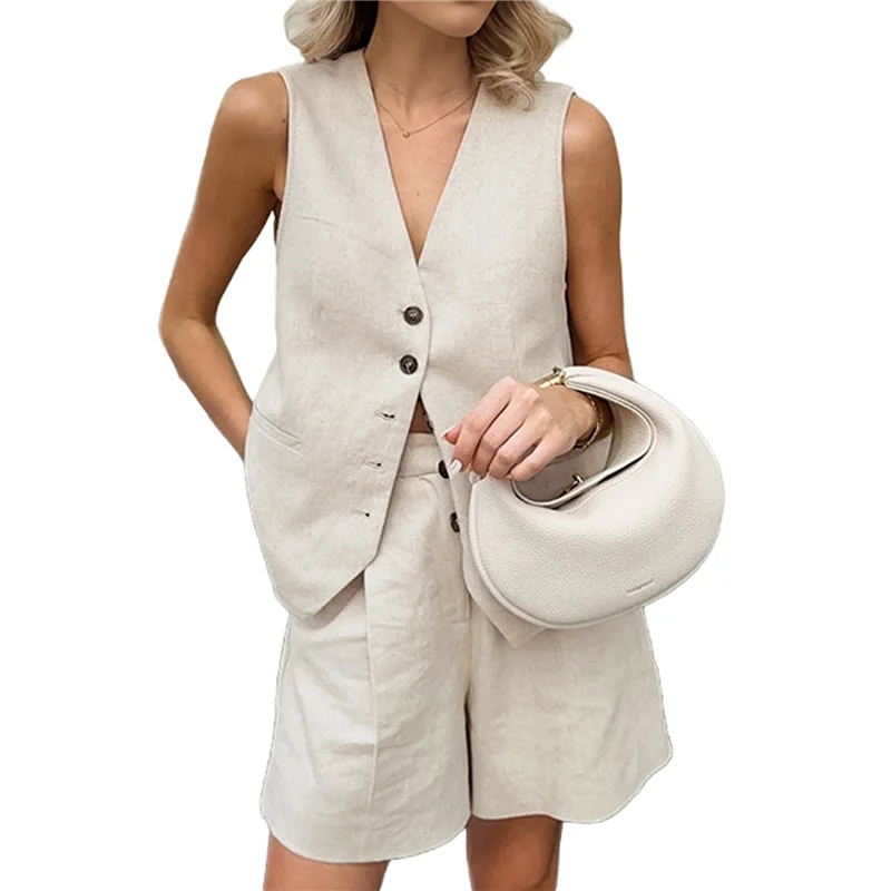 

ASDS-летние комплекты для женщин, комплект из двух предметов для отпуска, короткий комплект на пуговицах, деловая повседневная нарядная одежда из двух предметов